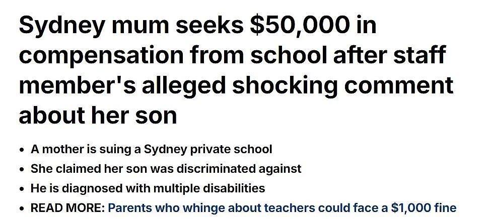 儿子划伤同学，澳洲妈妈却认为儿子没错，还要求学校赔偿$5万！（组图） - 1