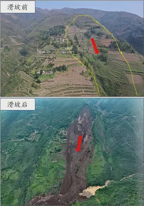 贵州大方县果瓦乡滑坡长超1000米，前后对比图（图） - 1