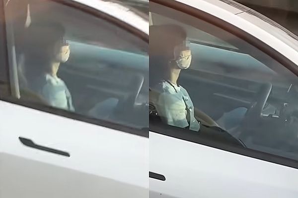 特斯拉女驾驶国道上闭目养神,网友看傻眼(组图) - 1