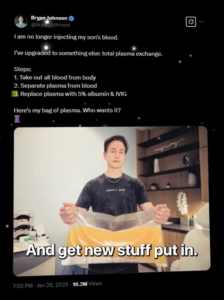 亿万富翁“换血哥”再次抽干自己“排毒”？继把儿子当血童、监测丁丁后，置换人造溶液追求“超洁净”？（组图） - 5