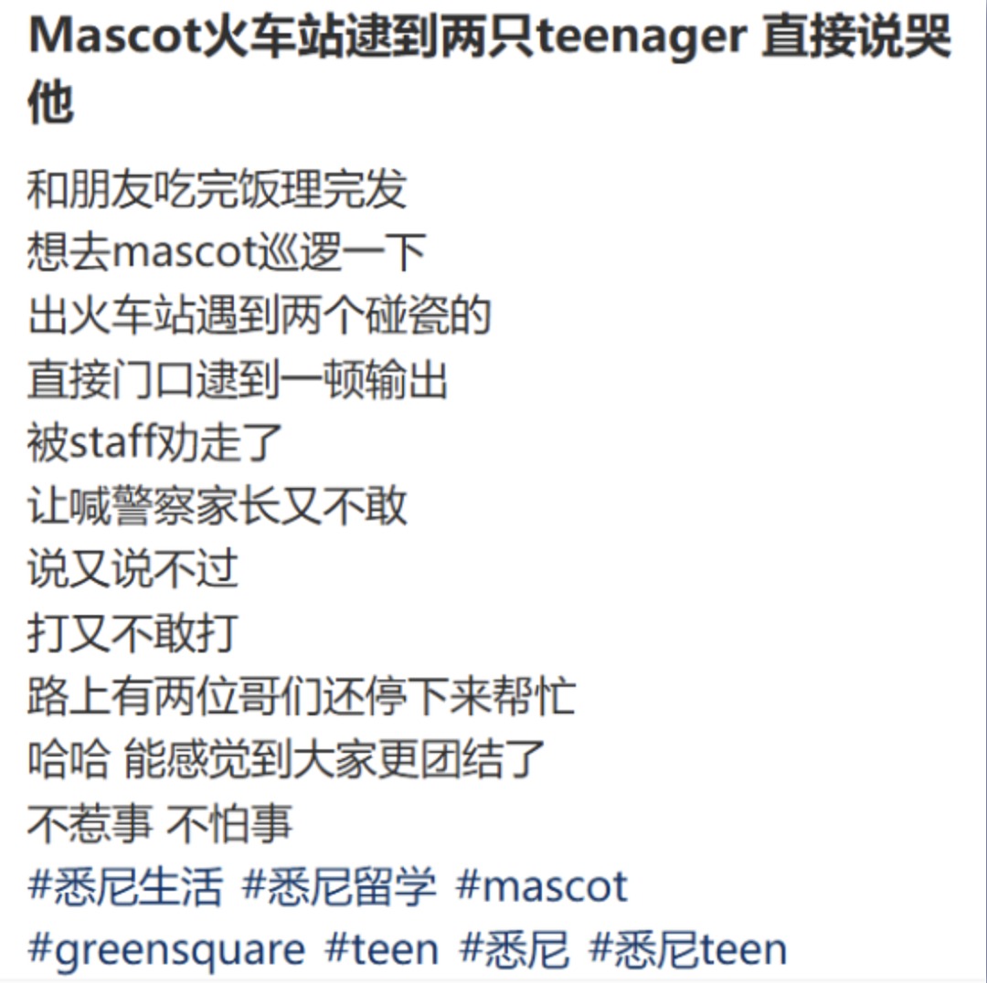 【最新进展】悉尼华人妈妈无辜遭围殴，7名青少年全部获释！华人开始“抱团”，多个团体自发巡逻...（组图） - 23