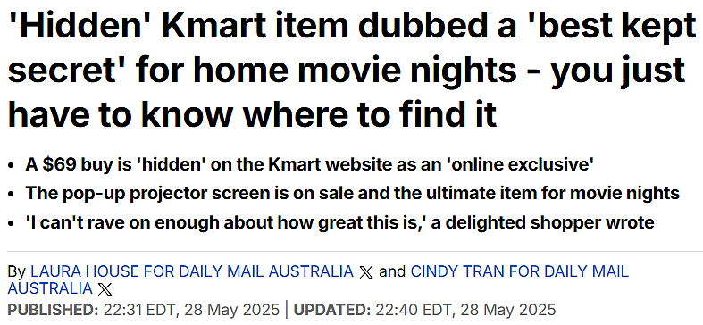 后院秒变电影院！Kmart $69刀投影神器太惊艳！影迷爸妈都入坑了（组图） - 1