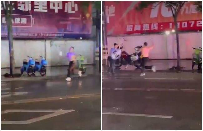 中国公安落荒而逃影片曝！男当街抓狂持刀追砍（视频/组图） - 1