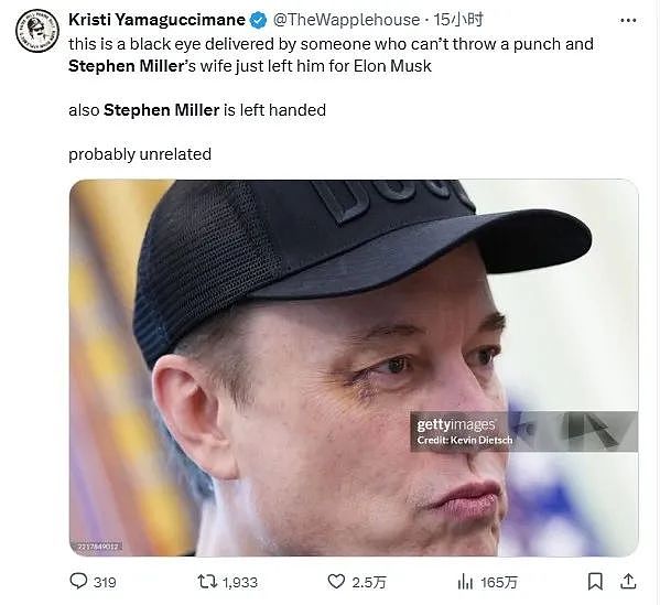 马斯克熊猫眼现身白宫，被网友八卦他挖人墙角，被人家老公打了？（组图） - 13