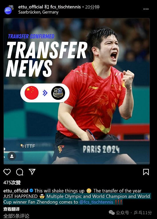 奥运冠军樊振东加盟德甲！中国乒协开明表态：尊重意愿，全力支持（组图） - 2