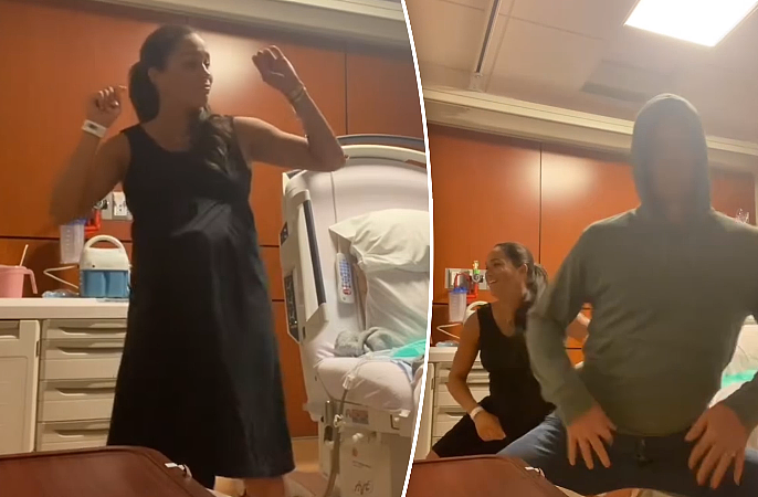 梅根在产房跳“扭臀舞”,让哈里陪着催产,但过大的孕肚遭质疑(组图) - 2