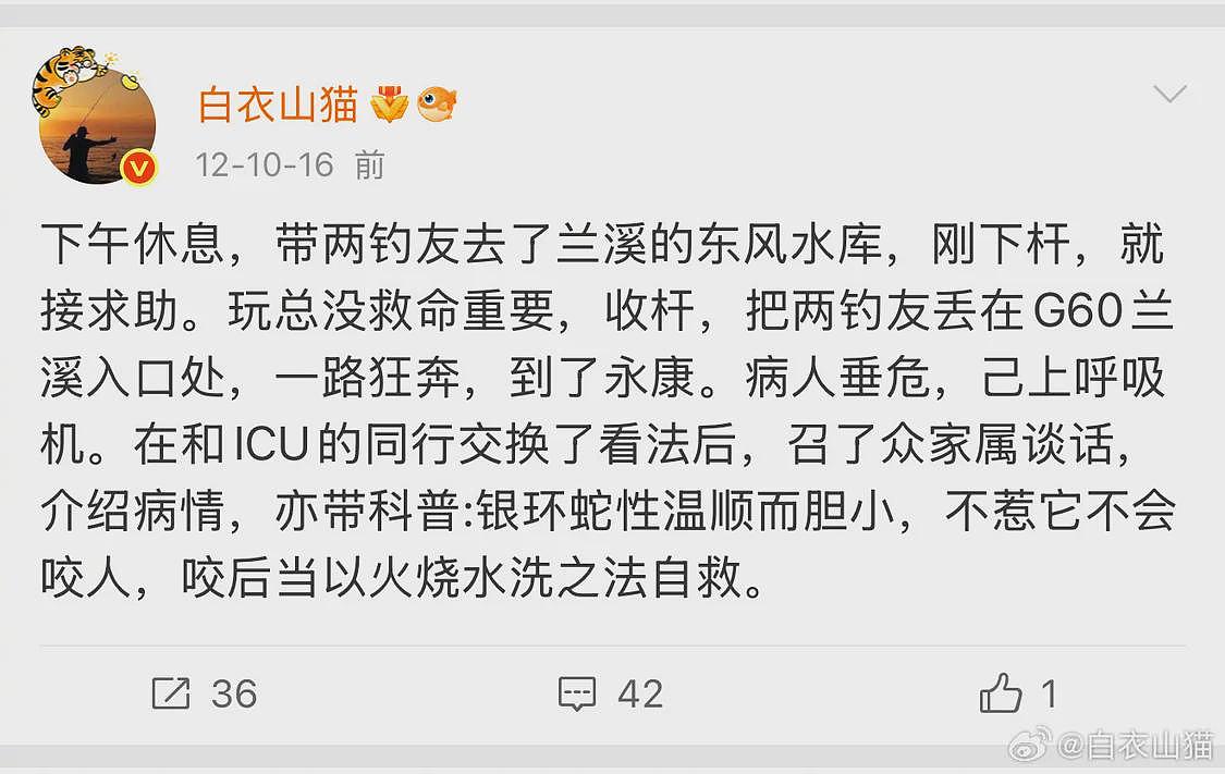 被银环蛇咬伤就是没抗蛇毒血清，也并不是没法救治（图） - 1