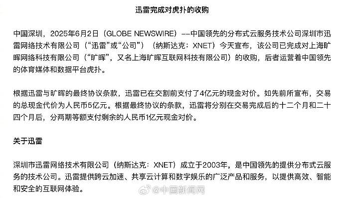 迅雷已成功收购虎扑（组图） - 1
