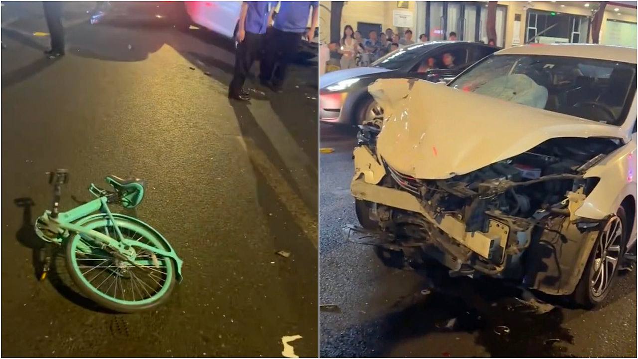 成都闹市网约车失控连撞多车!目击者:单车被辗成两截,有人受伤(组图) - 1