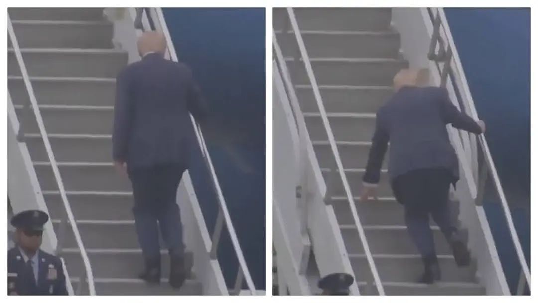 特朗普登机狼狈一刻被捕捉！此前拜登曾连摔3次被他嘲讽，网民：回旋镖（组图） - 1