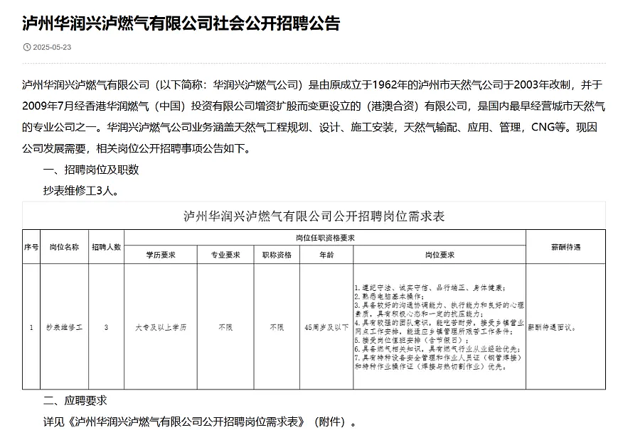 全网热议！四川招3名抄表维修工，一个是海归硕士，另一个来自北大！（组图） - 1