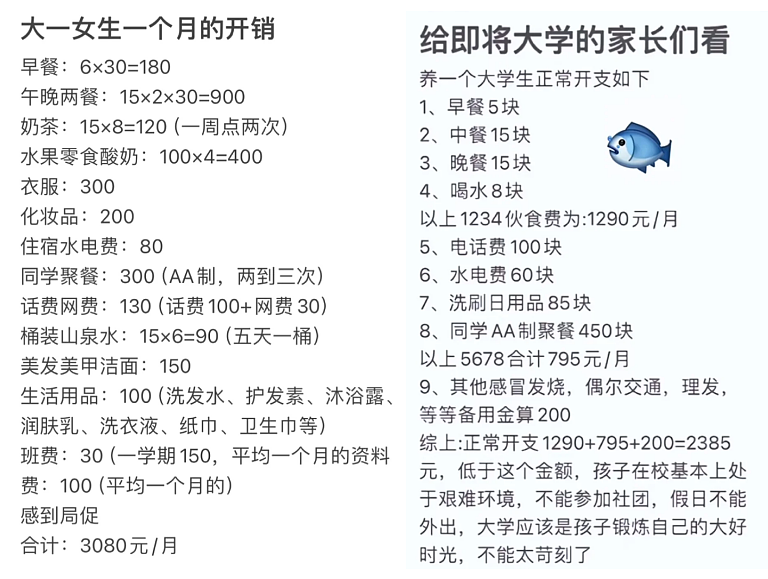“父母说1200够,孩子说起码3000”,这年头大学生活费到底该多少(组图) - 6