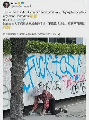 无视身旁“打”“砸”暴乱!华人大妈淡定捡废瓶、意外走红网络,获得无数好评(组图) - 1