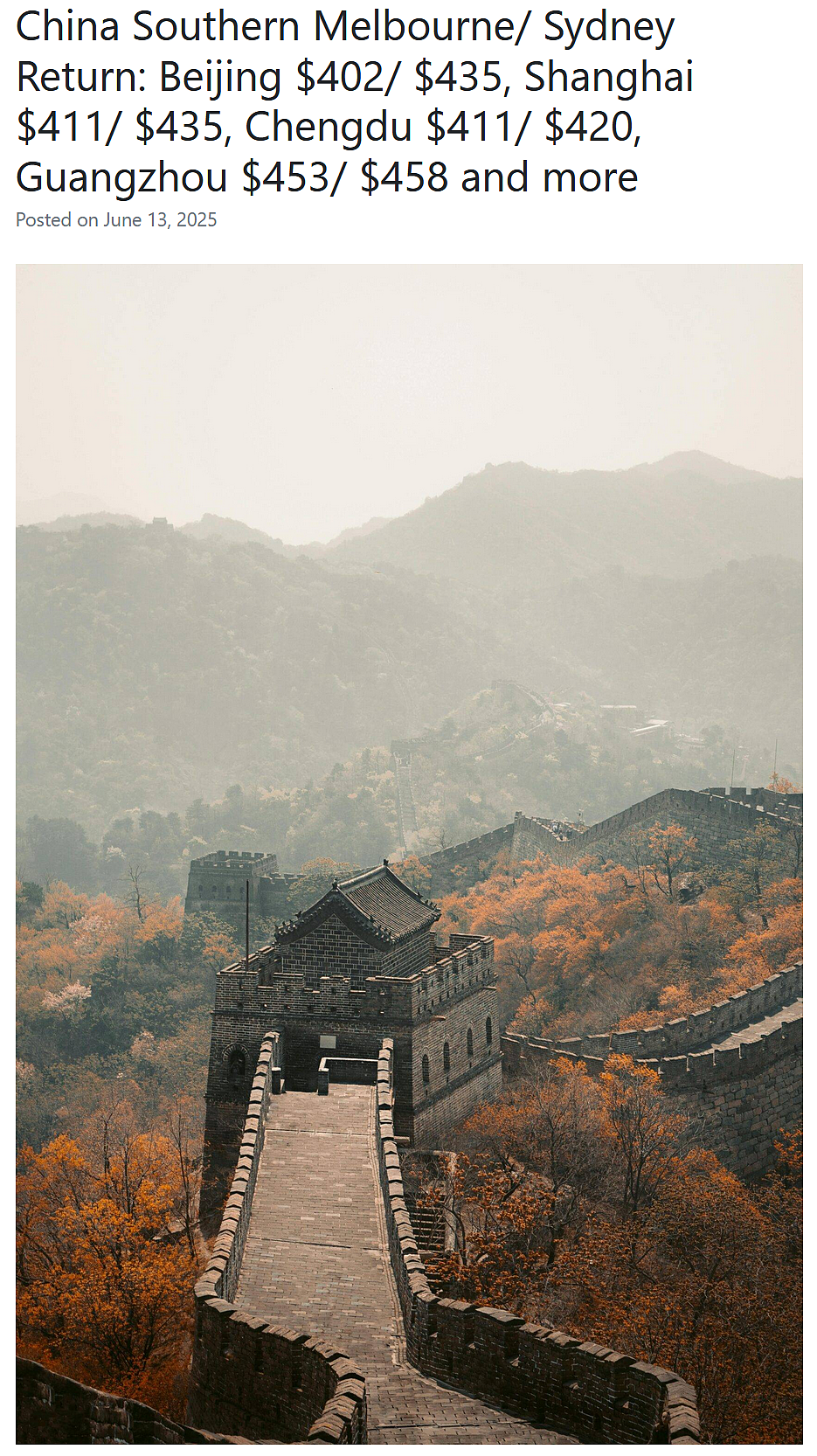 402刀起!【南航】 中澳往返机票最新特价(组图) - 1