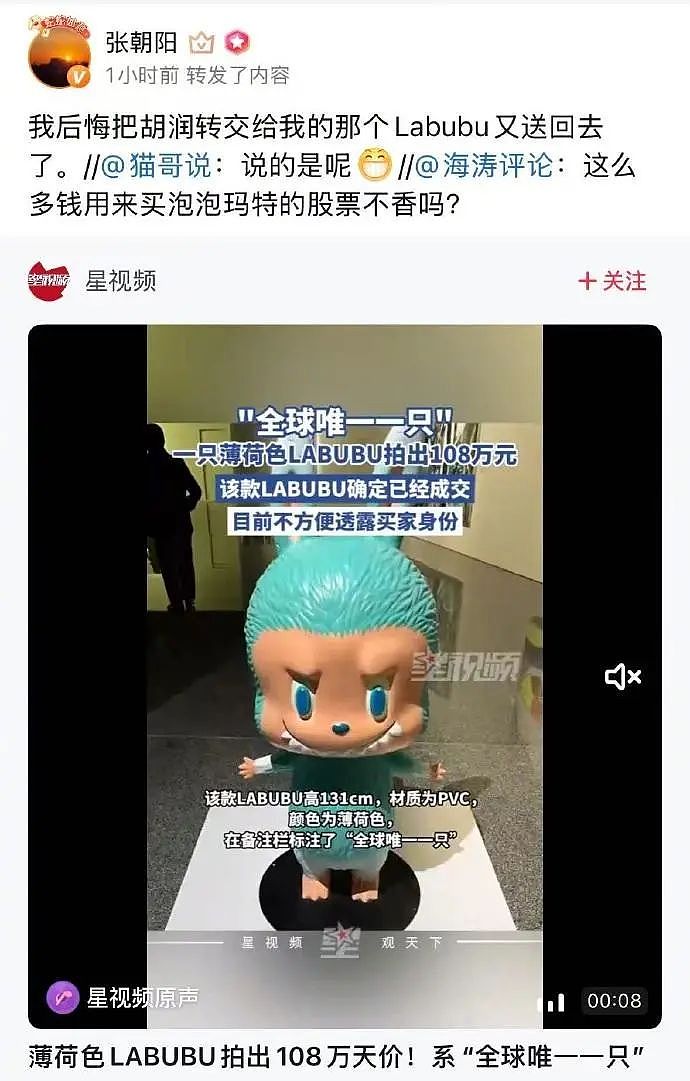 张朝阳后悔“退货”的绝版Labubu，被胡润拿去换了辆“价值百万元”的车（组图） - 8