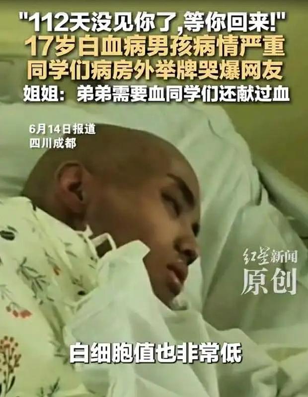 “同学们病房外举牌探望”的17岁白血病男生离世,妈妈:老师同学都来送他最后一程(组图) - 3