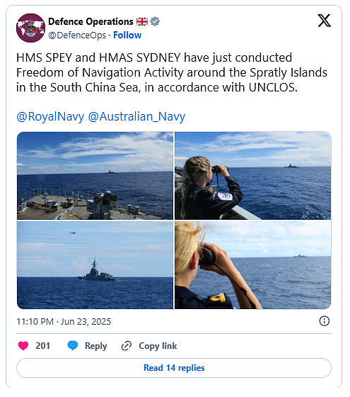 澳洲与英国军舰联合在南海展开航行自由行动(图) - 2