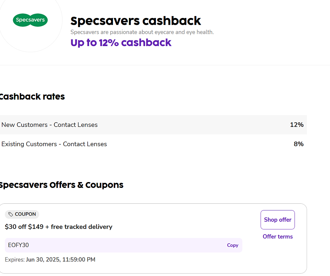 最新折扣码!【Specsavers】眼镜/隐形眼镜折上折(组图) - 1