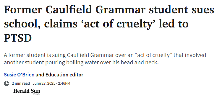 刚刚！墨尔本顶级私校Caulfield Grammar遭起诉！（组图） - 1