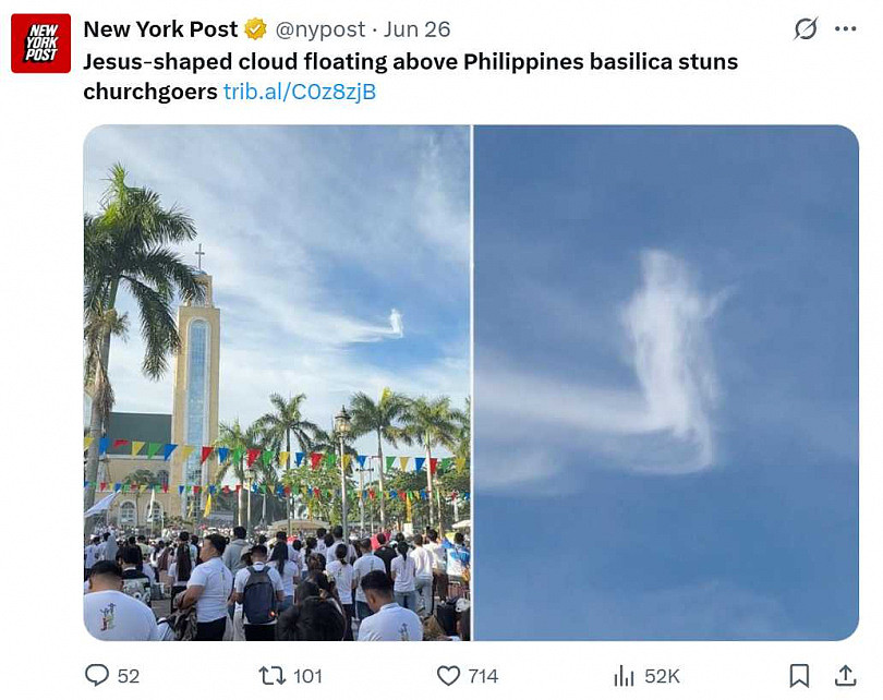耶稣现身云端？菲律宾圣殿上空惊见圣像云，信徒热议奇景（组图） - 2
