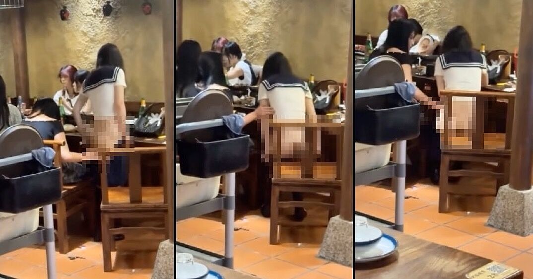 长发妹餐厅公然脱下“水手裙”露臀吃饭画面曝！全场傻眼（视频/图） - 1