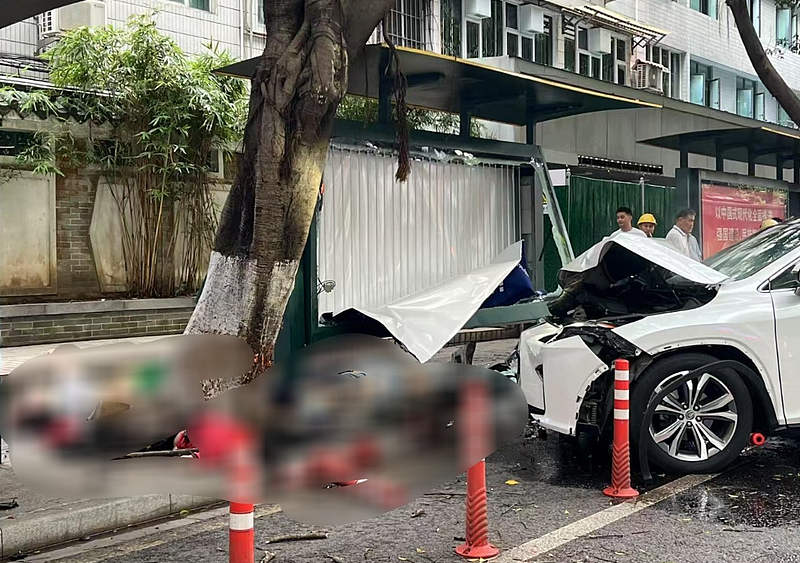中国广州惊传车辆撞击公车站，酿3死3伤惨剧（图） - 1