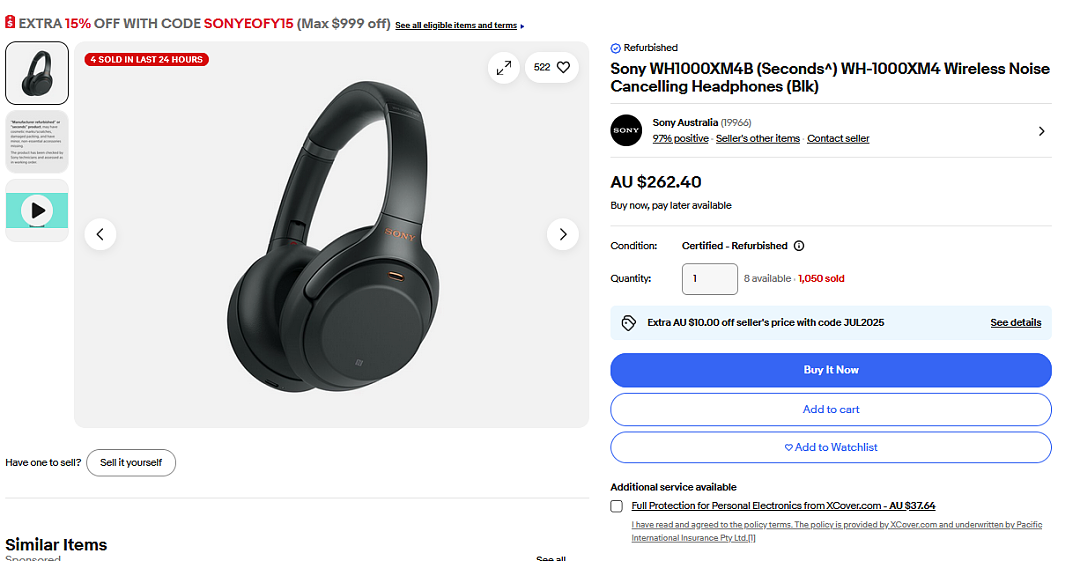 好机会！【Sony 索尼】XM4 翻新版耳机 特价（组图） - 1