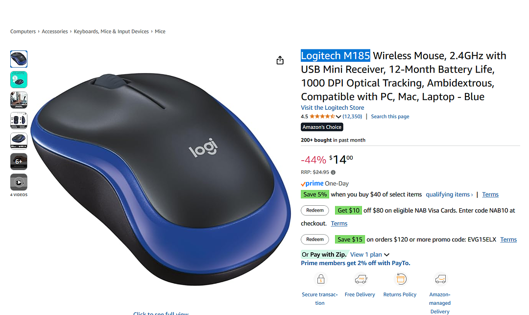 【Amazon亚马逊】罗技鼠标特价(组图) - 2