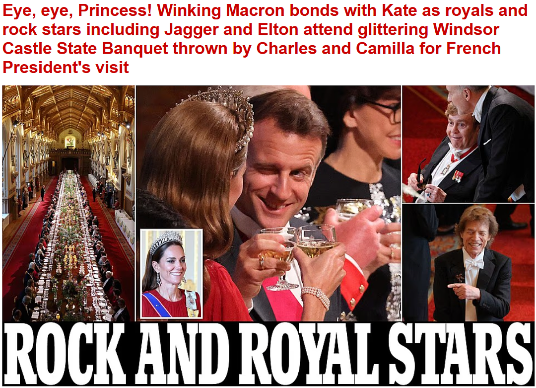 凯特才是英法国宴主角！公主卷发迷倒马克龙，法国总统对威尔士王妃偷抛媚眼，根本无法移开视线（组图） - 20