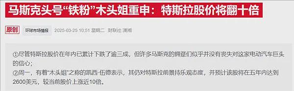 马斯克“铁粉”木头姐：特斯拉股价将翻十倍（图） - 2