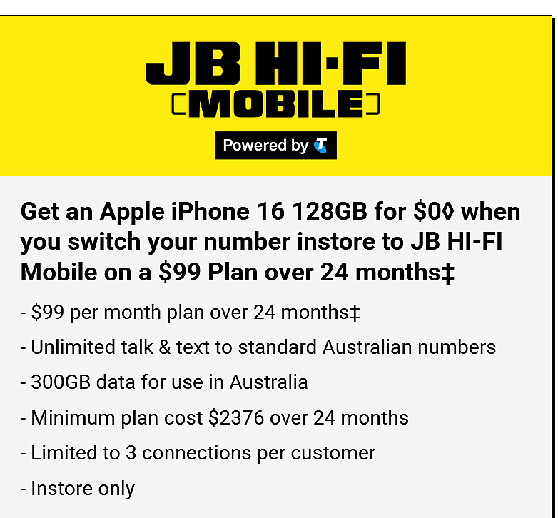 0刀拿走iPhone 16！【JB Hi-Fi】签合约福利（组图） - 1