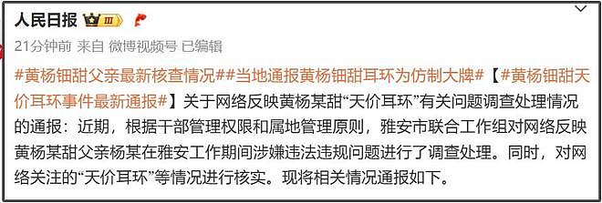 黄杨钿甜母亲发声！称耳环是好友相送价值几百块，不知是大牌仿品（组图） - 2