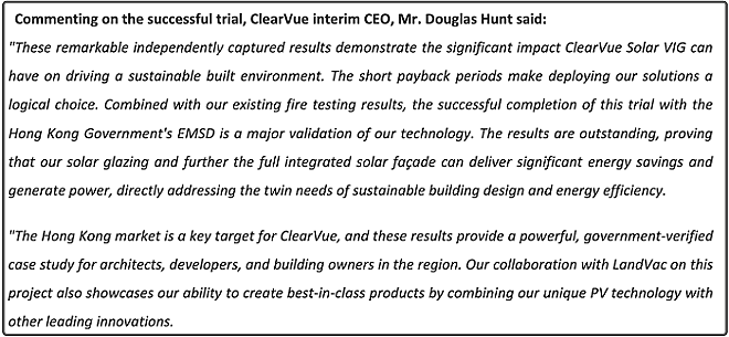 【异动股】香港机电工程署试验证实Clearvue Technologies (ASX：CPV) 太阳能幕墙回本期仅2.6年 - 3