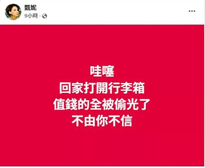 “全被偷光了！”知名女歌手甄妮在伦敦乘机行李被盗，损失近20万元（组图） - 3