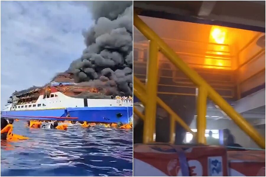 印尼渡轮起火致3死!载568人海上狂烧画面曝,乘客跳船逃生(视频/图) - 1