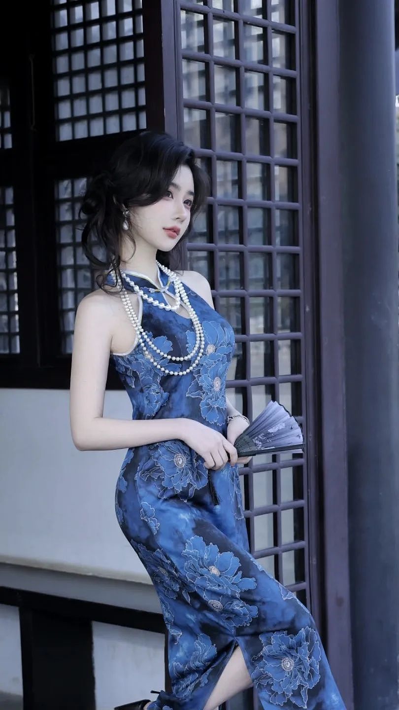 【时尚】新中式国风杀疯了！水墨旗袍裹出撩人身段，珍珠项链晃得人心痒（组图） - 2