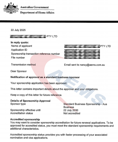AEMS专业团队协助澳洲雇主顺利获批雇主担保项目中的担保资质SBS和岗位提名（组图） - 4
