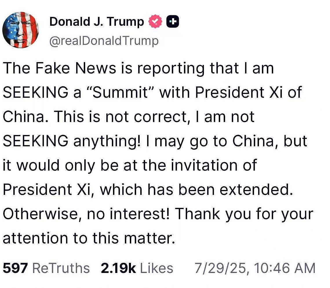特朗普:习近平邀请下可能访华,否认主动寻求美中领导人峰会(组图) - 2