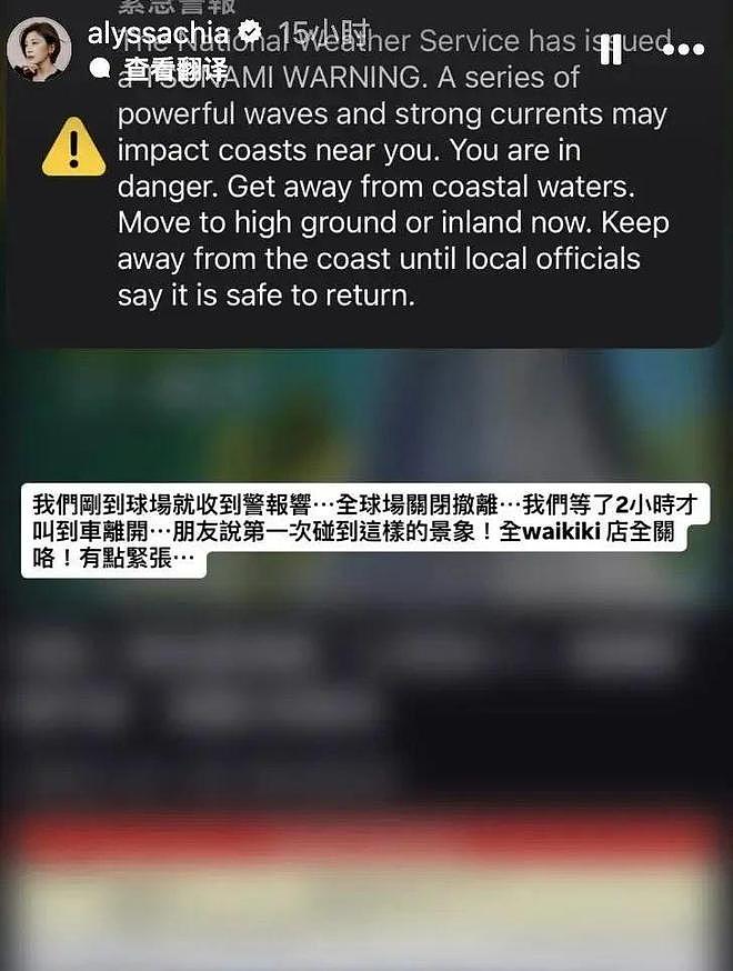 贾静雯携三女在夏威夷遇海啸警报，球场撤离苦等2小时（组图） - 1