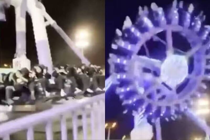 惊悚！沙国游乐场360度大魔王支柱断裂猛砸地（视频/图） - 1