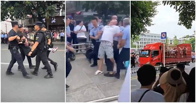 中国爆大规模抗议！武警暴力抓群众装上运猪车（视频/图） - 1