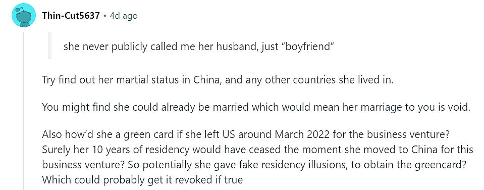 美国小哥怒了:娶了中国老婆,绿卡到手就翻脸,不给保时捷就离婚,还盯上我那套房?(组图) - 13