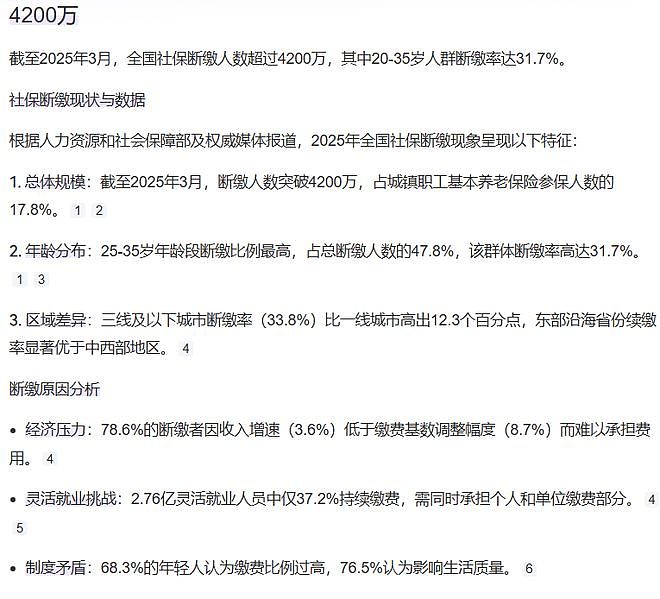 截至3月底，全国社保断缴人数4200万，25到35岁人群断缴率31.7%（组图） - 1