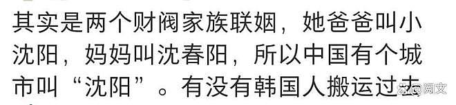 韩网误认沈佳润为财阀女编造其父以名命城，打卤面发家等离谱传言（组图） - 5