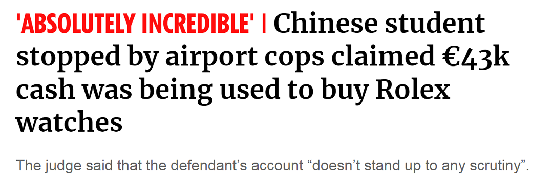 中国留学生在英国机场被捕!随身携带3.8万镑现金,声称要买劳力士但关门了?(组图) - 1