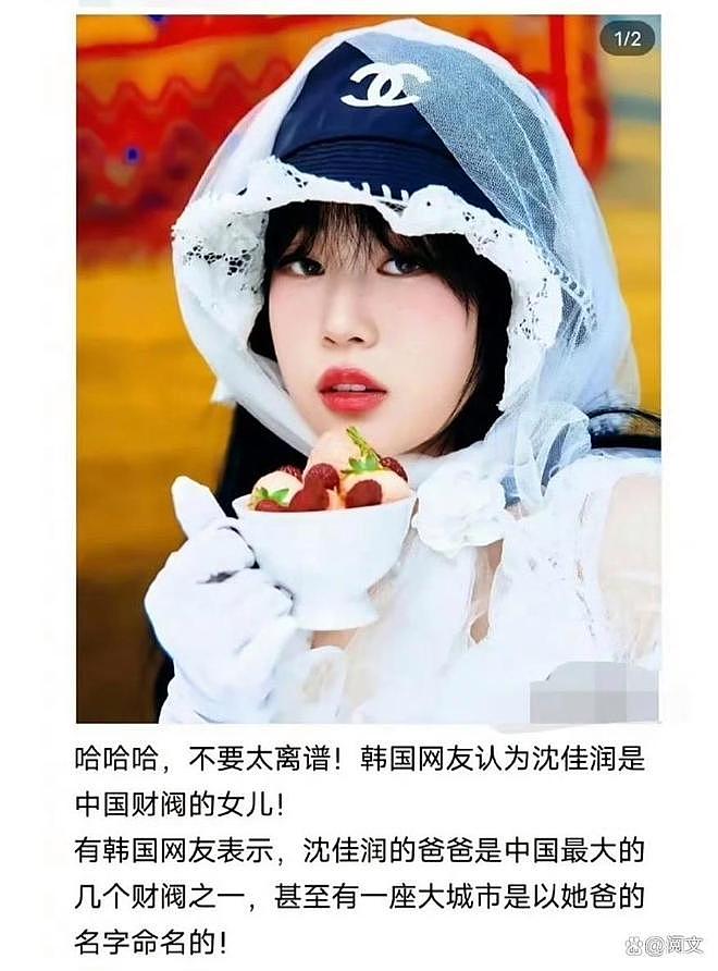 韩网误认沈佳润为财阀女编造其父以名命城，打卤面发家等离谱传言（组图） - 1
