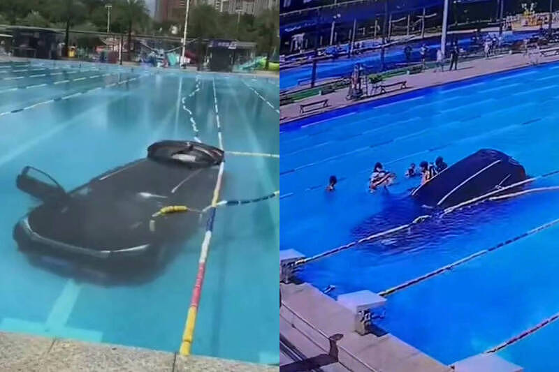 中国女子驾车撞破围墙，冲入泳池！2人惊险获救（视频/组图） - 1