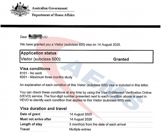 恭喜AEMS客户顺利获批600签证，更是提醒您600旅游签拒签率上升，这些坑一定要避开！（组图） - 3