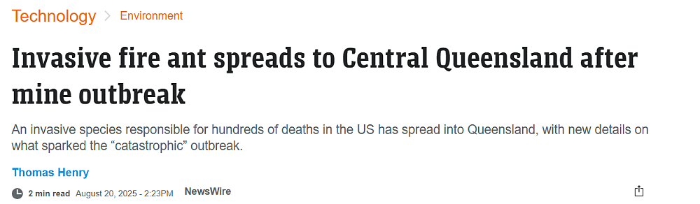 在美国已致死数百人！这种入侵物种在澳洲扩散！如失控将伤害17万澳人（组图） - 1