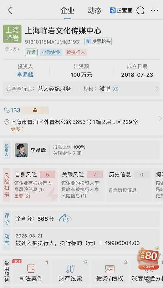 李易峰被强制执行4990万元，昔日顶流再陷舆论漩涡（组图） - 2